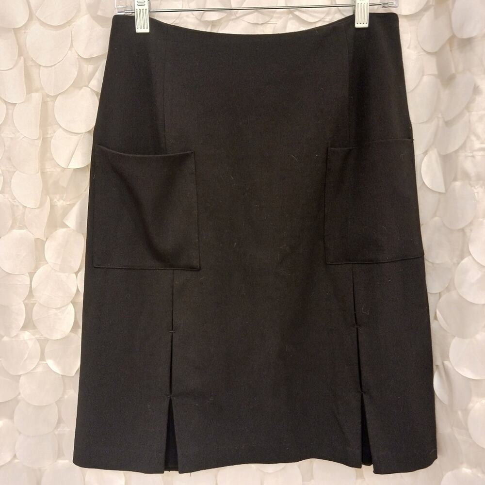Vintage Shift Skirt Sz 4 BLACK Busness Casual Pleated POCKETS A-Line Preppy
